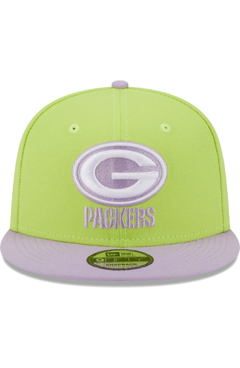 New Era Men's New Era Neon Green/Lavender Green Bay Packers Two-Tone Color Pack 9FIFTY Snapback Hat, Alternate, color, 