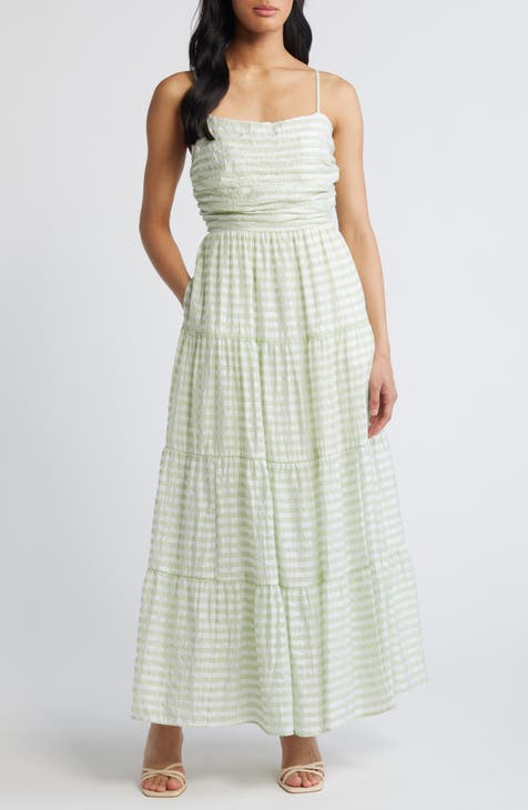 Textured Stripe Sleeveless Maxi Sundress