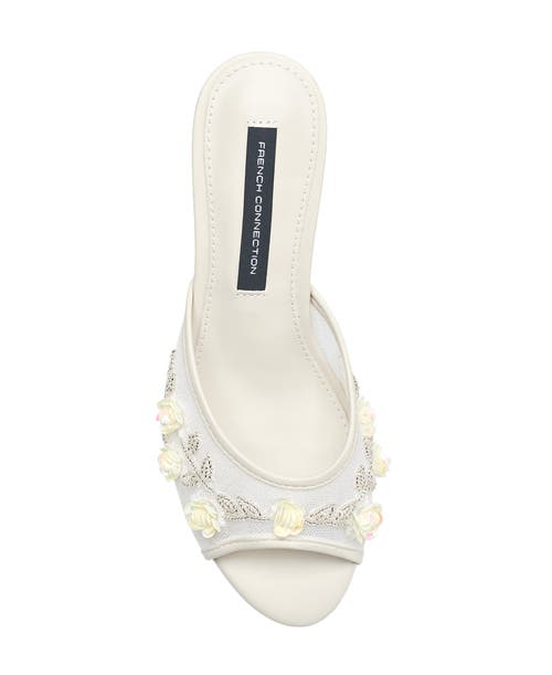 French Connection Ritz Mesh Kitten Heel In White