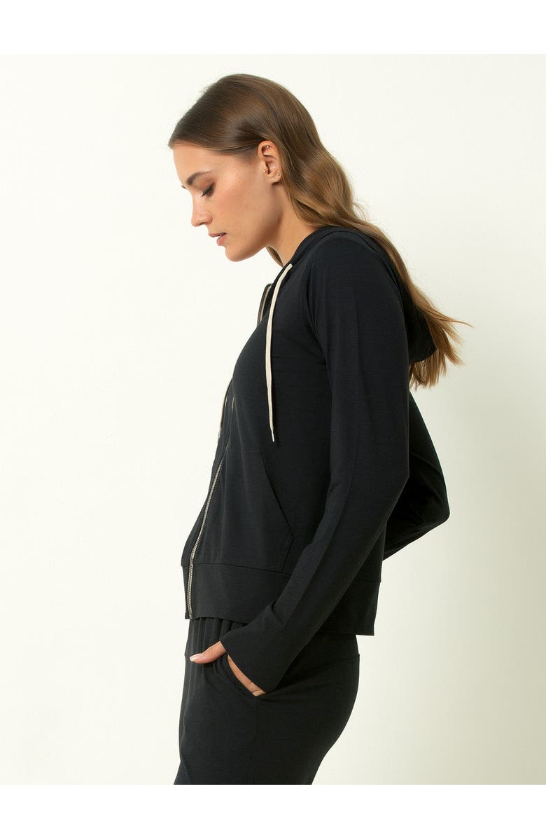Single Stitch Lightweight Full-Zip Hoodie, Heather Pink, Alternate, color, Heather Black