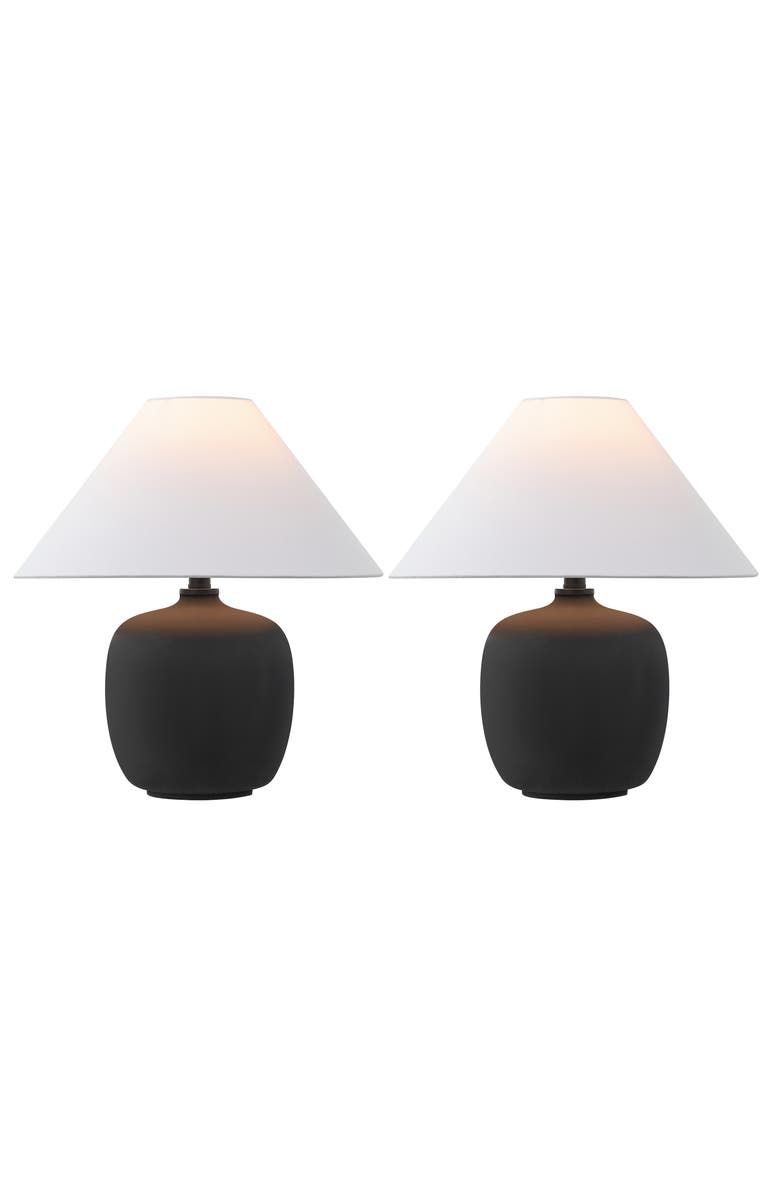 JONATHAN Y Delphi 18.25" Minimalist Scandinavian Resin/Iron LED Table Lamp, Alternate, color, Matte Black
