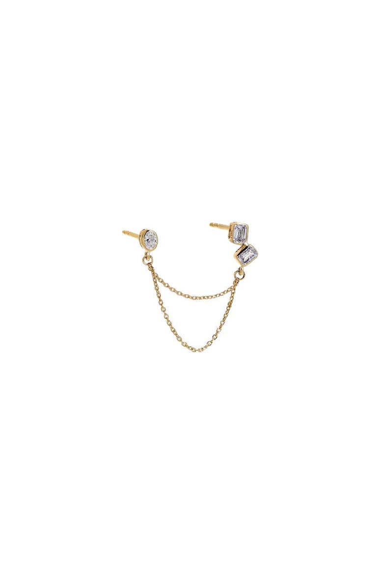 Lab Grown Diamond Emerald/Oval Cut Chain Drop Stud Earring 14K, Main, color, 14K Gold