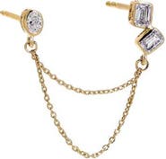 BY ADINA EDEN Lab Grown Diamond Emerald/Oval Cut Chain Drop Stud Earring 14K