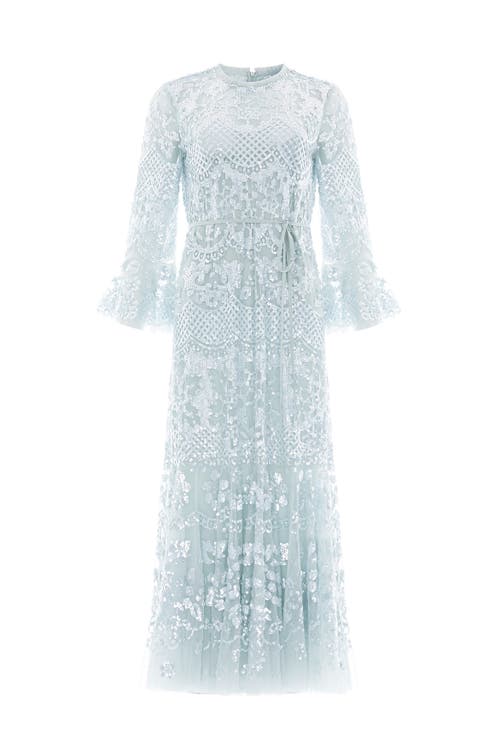 Needle & Thread Snowdrop 3/4 Sleeve Crew Neck Ankle Gown In White