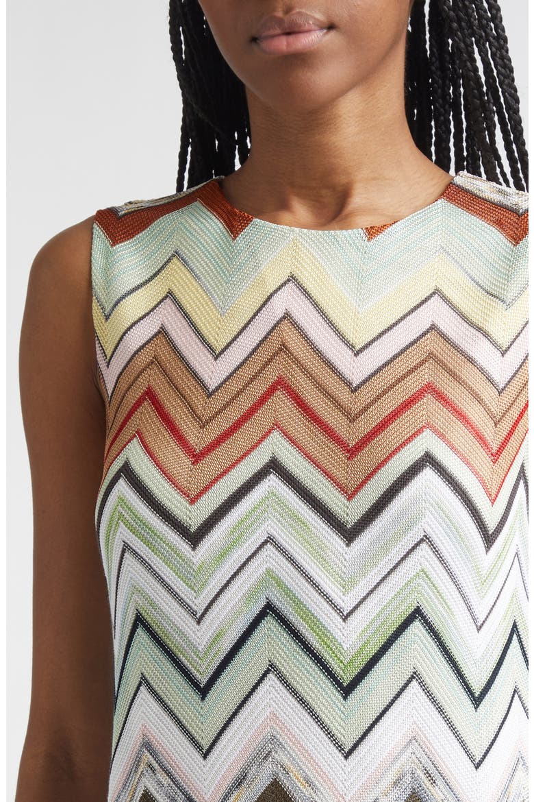 Zigzag Knit Minidress, Alternate, color, BLUE ORANGE GREEN TONES
