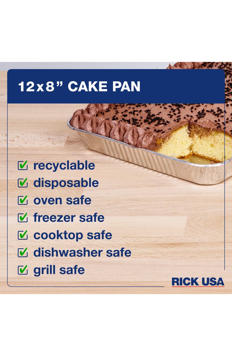 RICK USA 12x8 Inch Disposable Aluminum Cake Pan, 25 Pack, Alternate, color, 