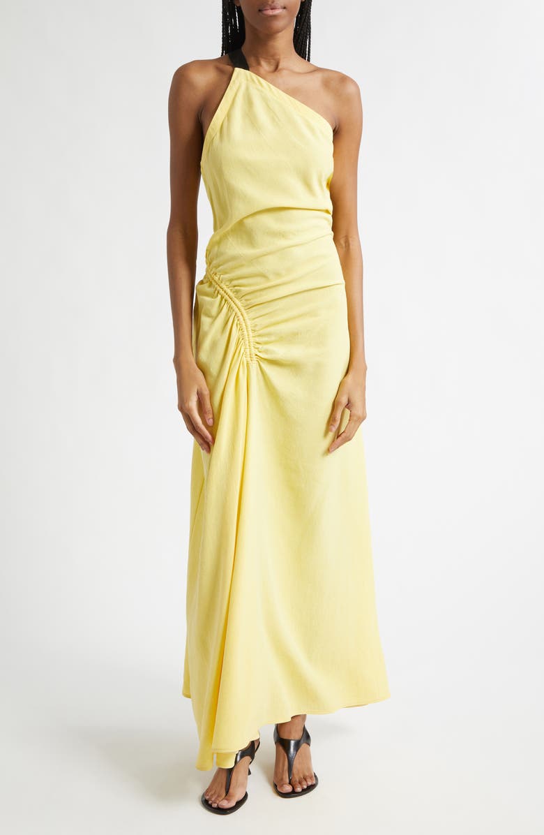 Proenza Schouler Sirena One-Shoulder Crinkle Dress, Main, color, Yellow