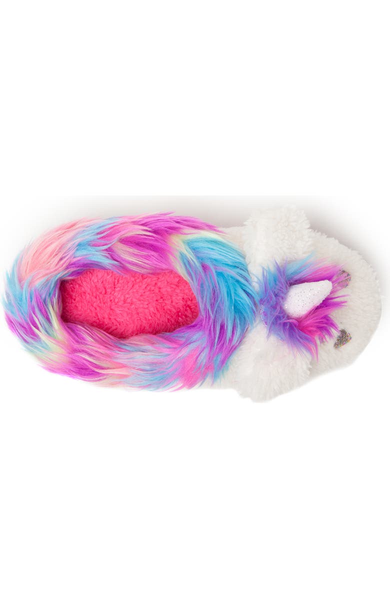 DEARFOAMS Kids' Peyton Novelty Unicorn Fuzzy Slipper, Alternate, color, Paradise Pink