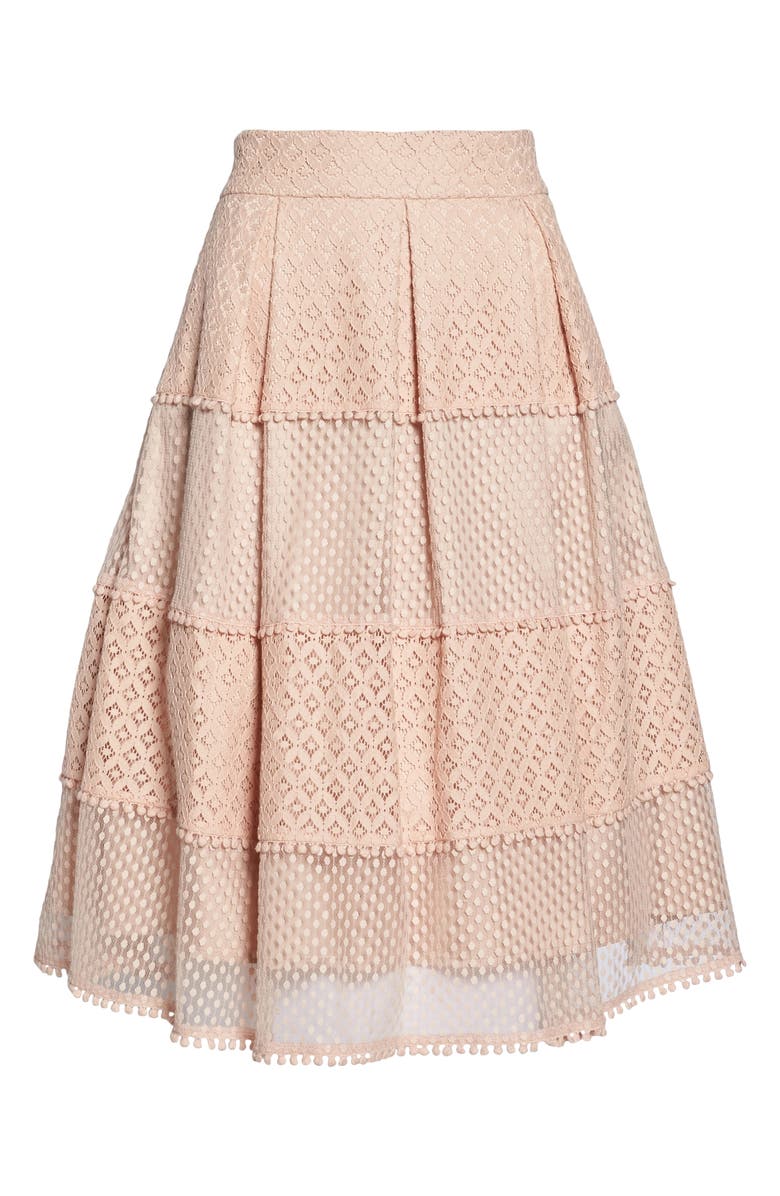 Eliza J Banded Lace Midi Skirt, Alternate, color,