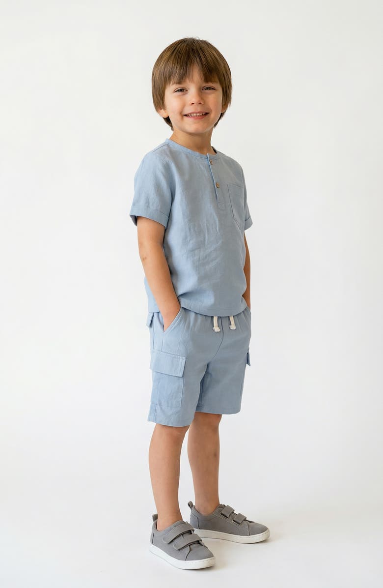 Joe's Jeans Short Sleeve Henley & Shorts Set, Alternate, color, Light Blue