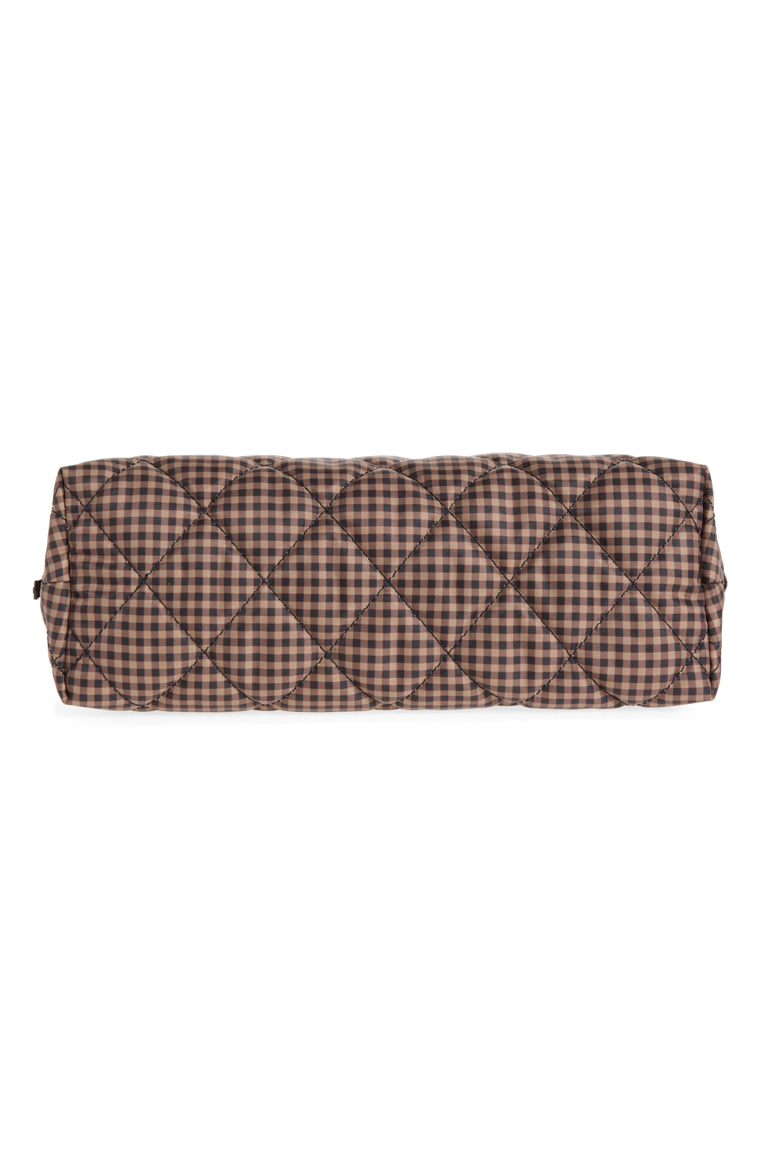 Frances Quilted Nylon Pouch, Alternate, color, BROWN/BLACK CHECK