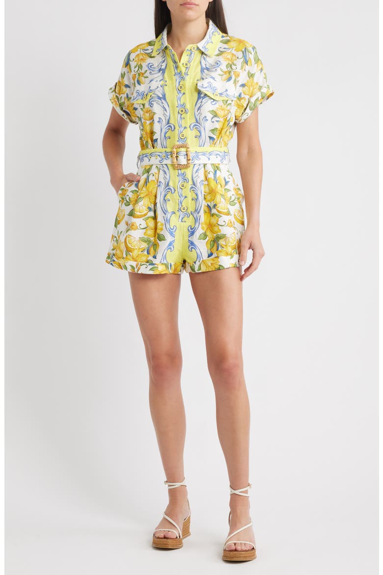 Sicily Linen Romper, Main, color, OFF-WHITE