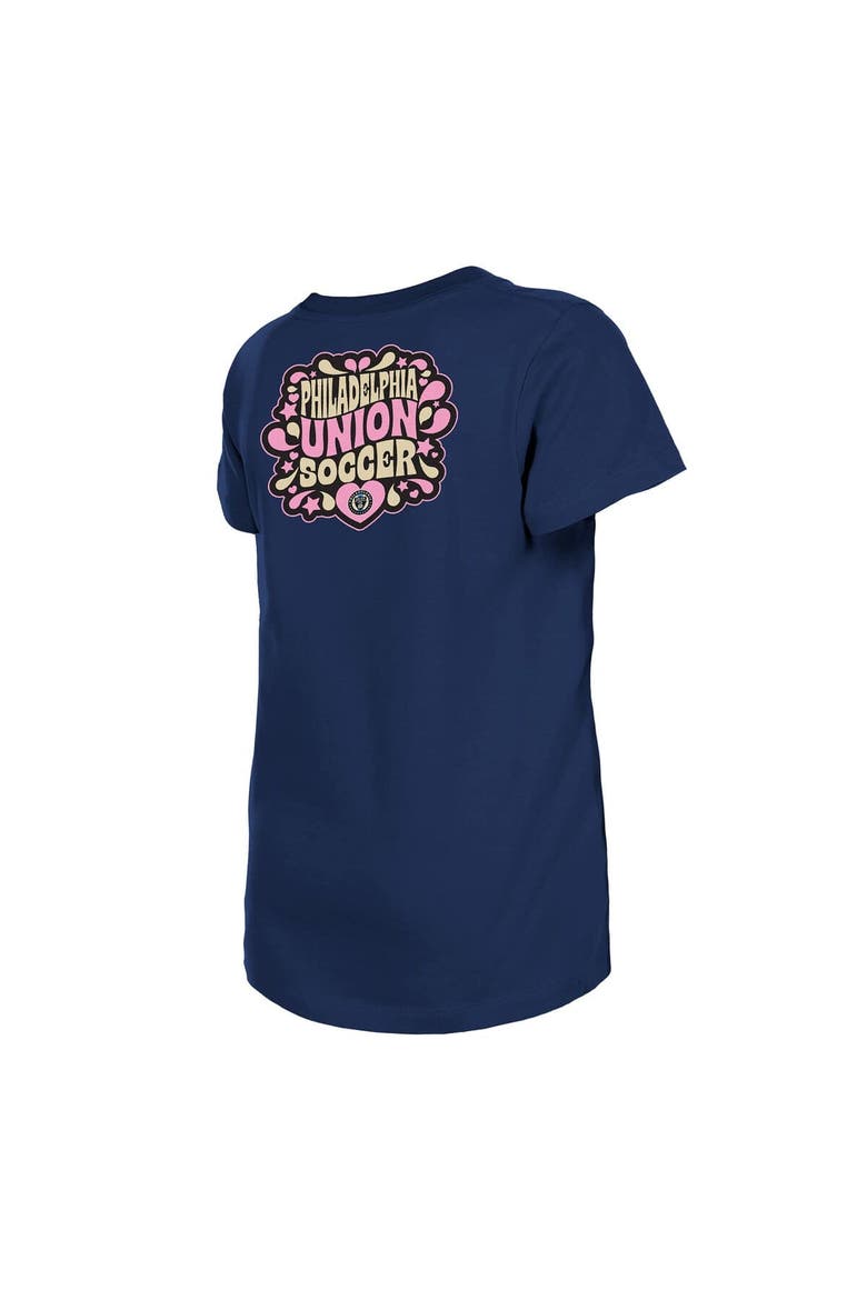 Girls Youth New Era Navy Philadelphia Union Bubble Heart T-Shirt, Alternate, color, Navy