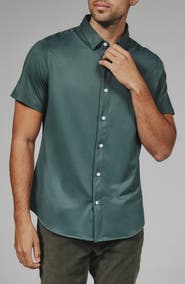 7 Diamonds Owen Solid Short Sleeve Performance Button-Up Shirt