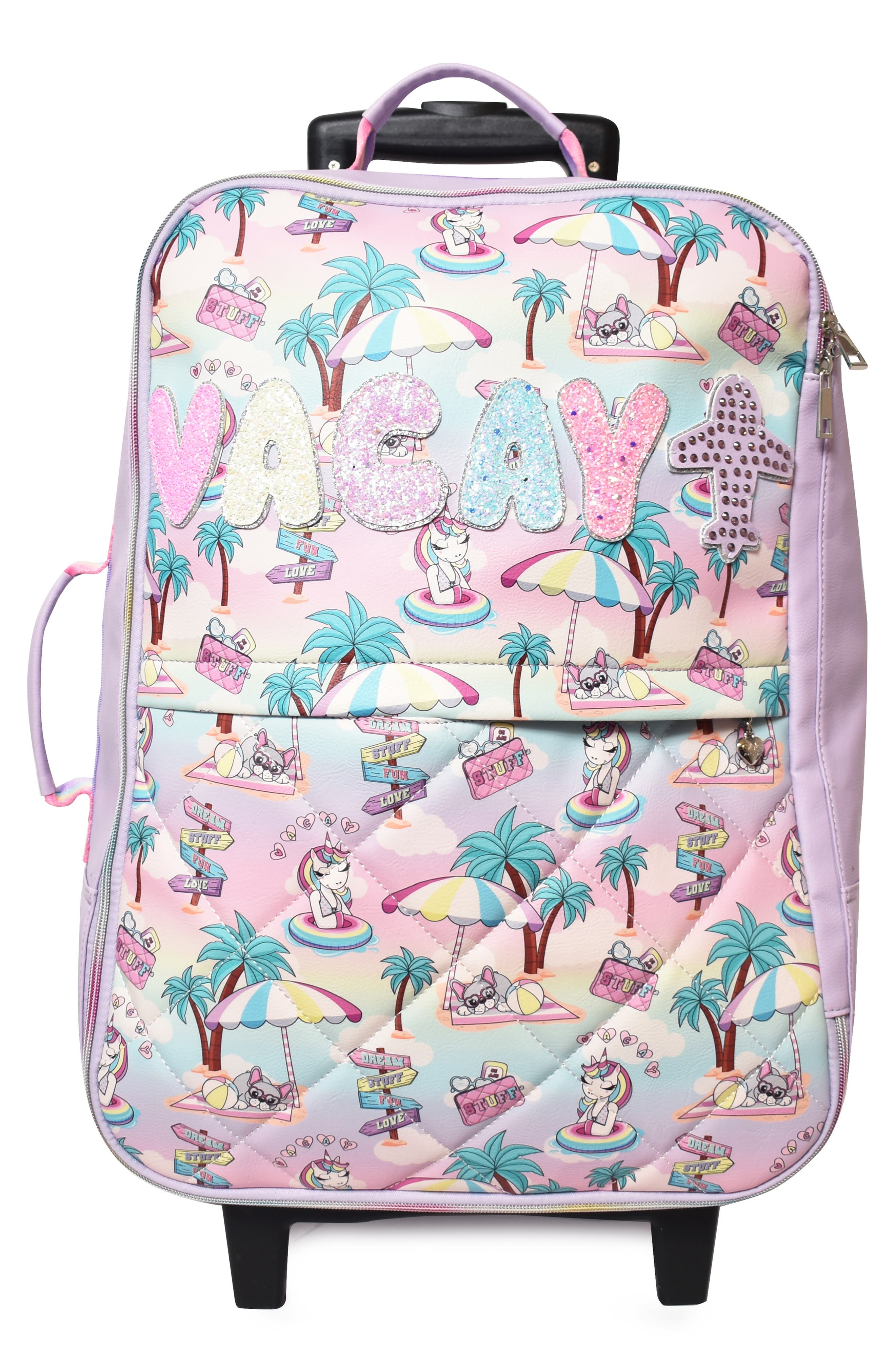 OMG Accessories Kids' Vacay Carry-On Spinner Suitcase, Main, color, 