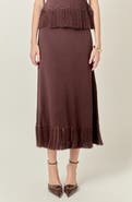 English Factory Fringe Hem Knit Midi Skirt