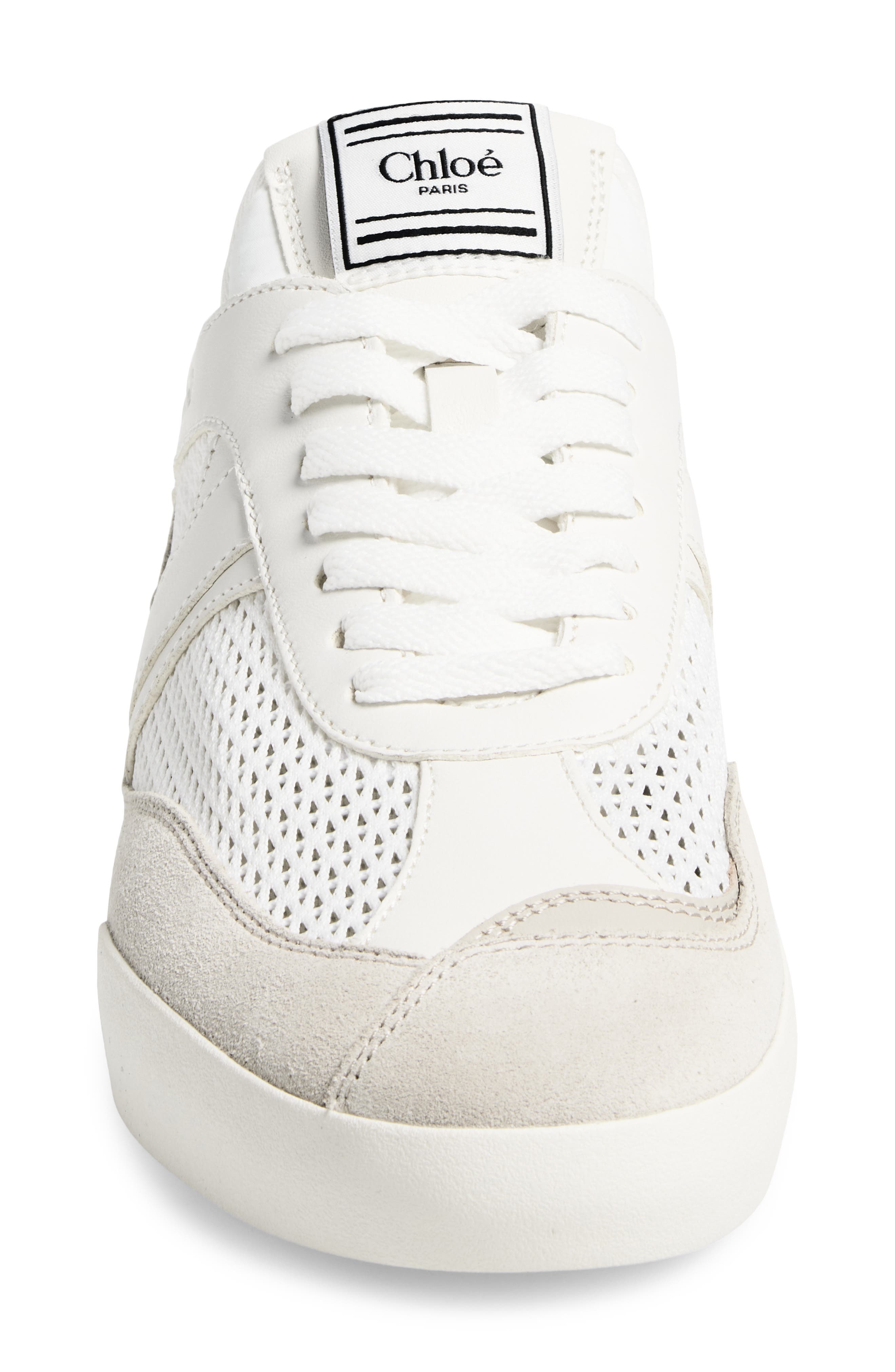 Chloé Kick Leather & Mesh Sneaker, Alternate, color, Cloudy Cream