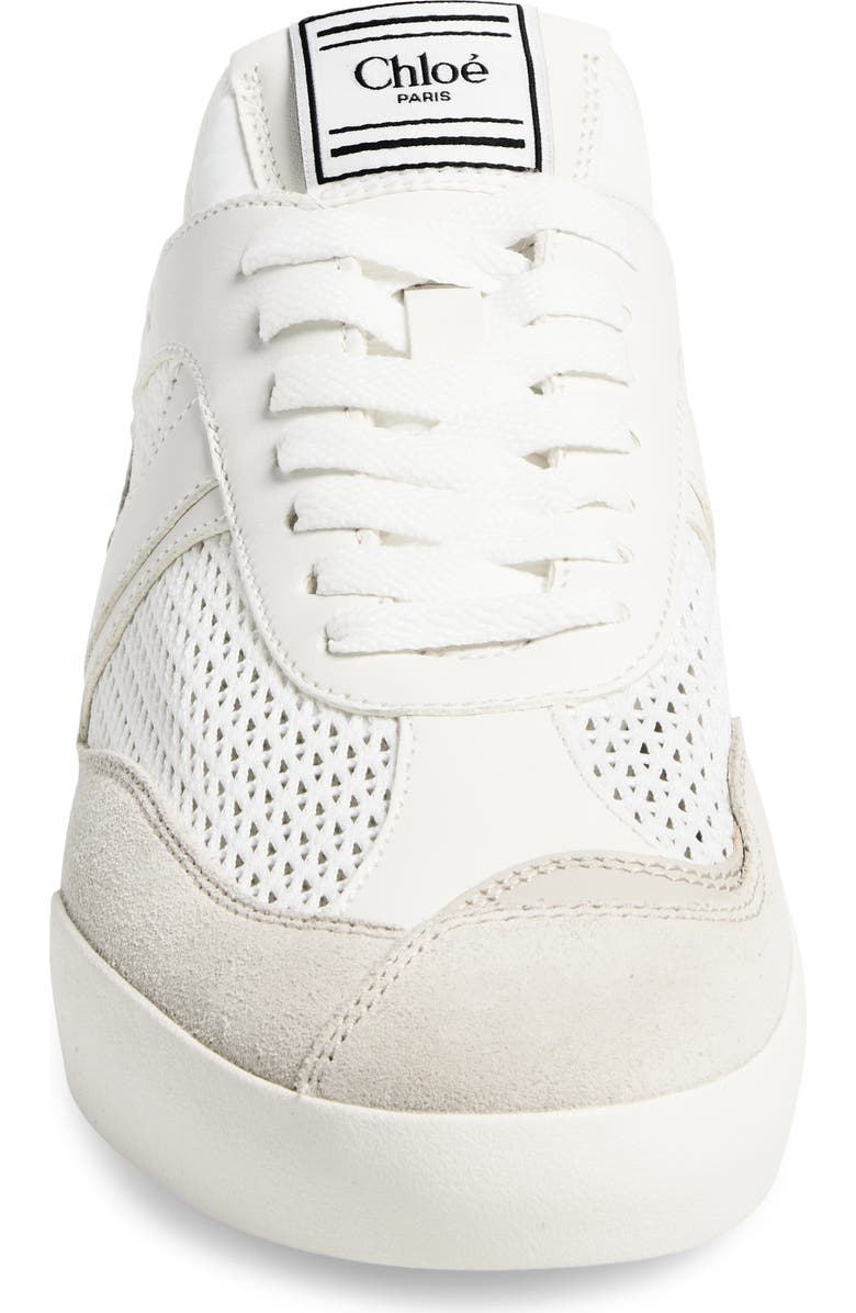Chloé Kick Leather & Mesh Sneaker, Alternate, color, Cloudy Cream