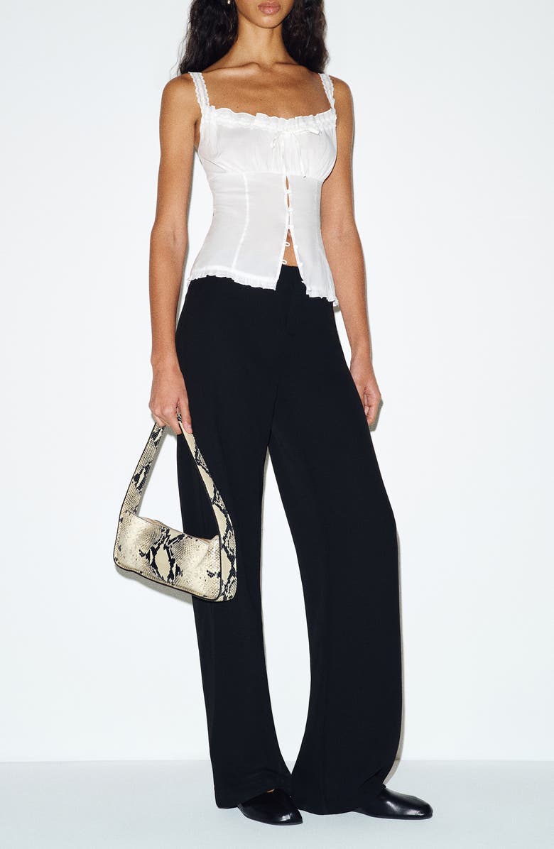 Reformation Eveline Split Front Organic Cotton Blend Camisole, Alternate, color, White