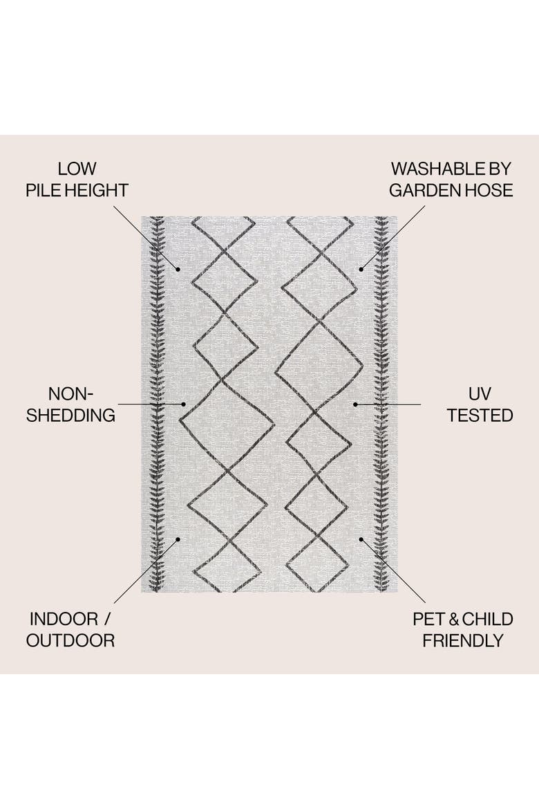 Derya  Diamond Trellis Indoor/Outdoor Area Rug, Alternate, color, Ivory/Black