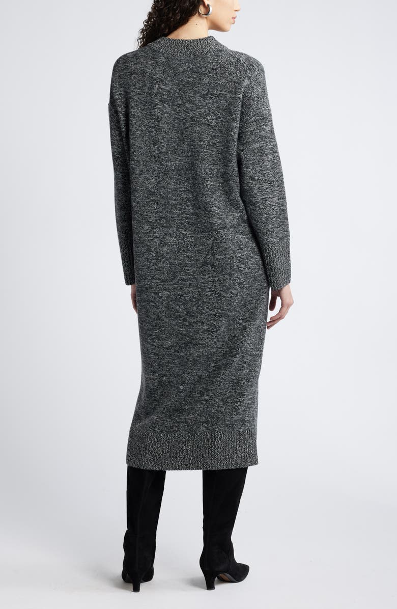 Nordstrom Long Sleeve Marled Wool Blend Sweater Dress, Alternate, color, Black- Ivory Marl