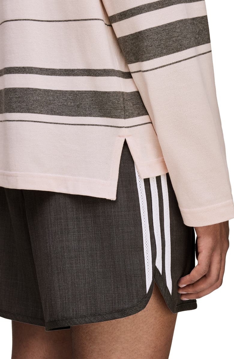 adidas x Wales Bonner Long Sleeve Stripe Cotton Piqué Polo, Alternate, color, Wonder Quartz