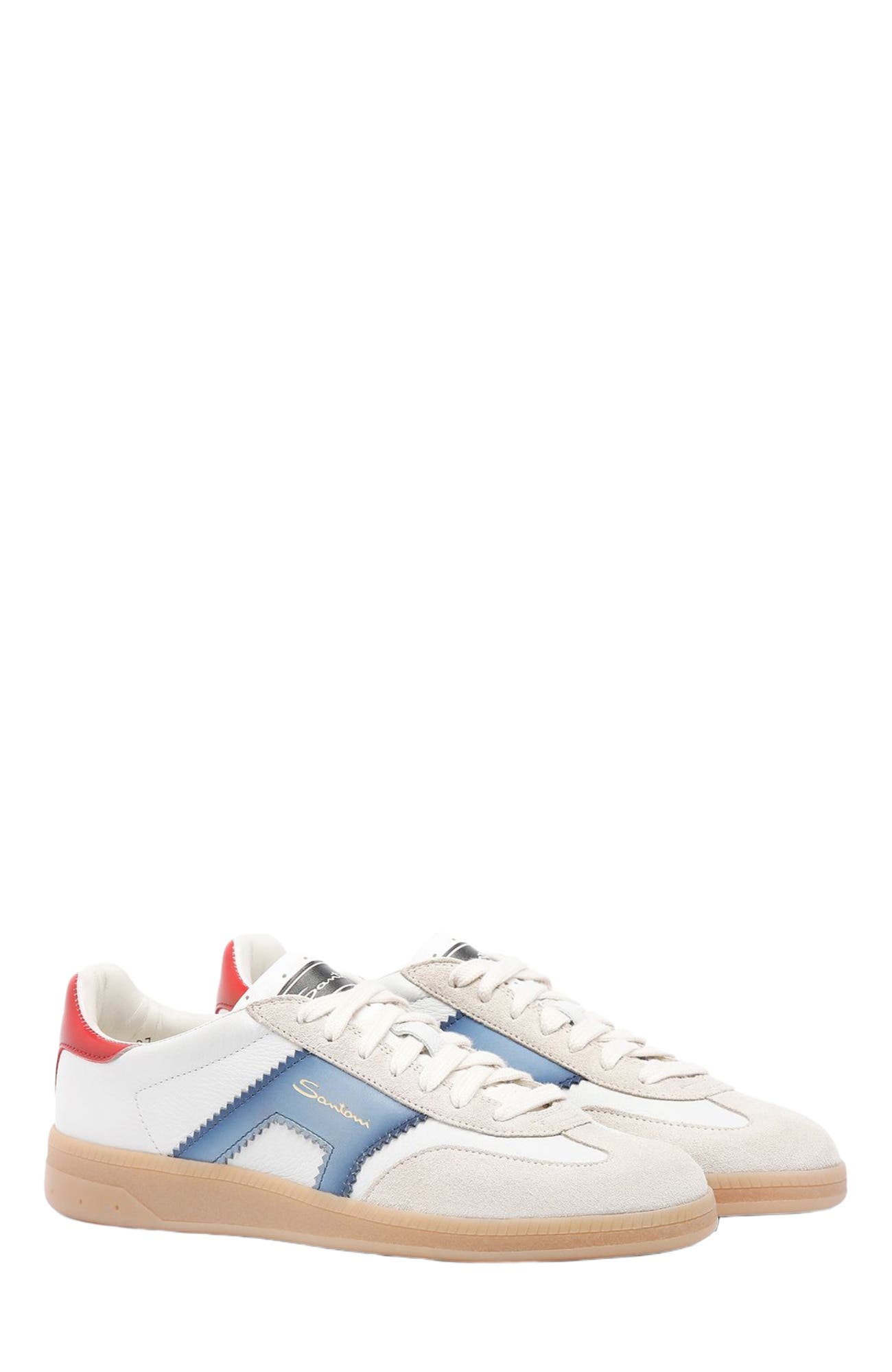 Women's leather and suede DBS Oly sneaker, Alternate, color, White/ Blue