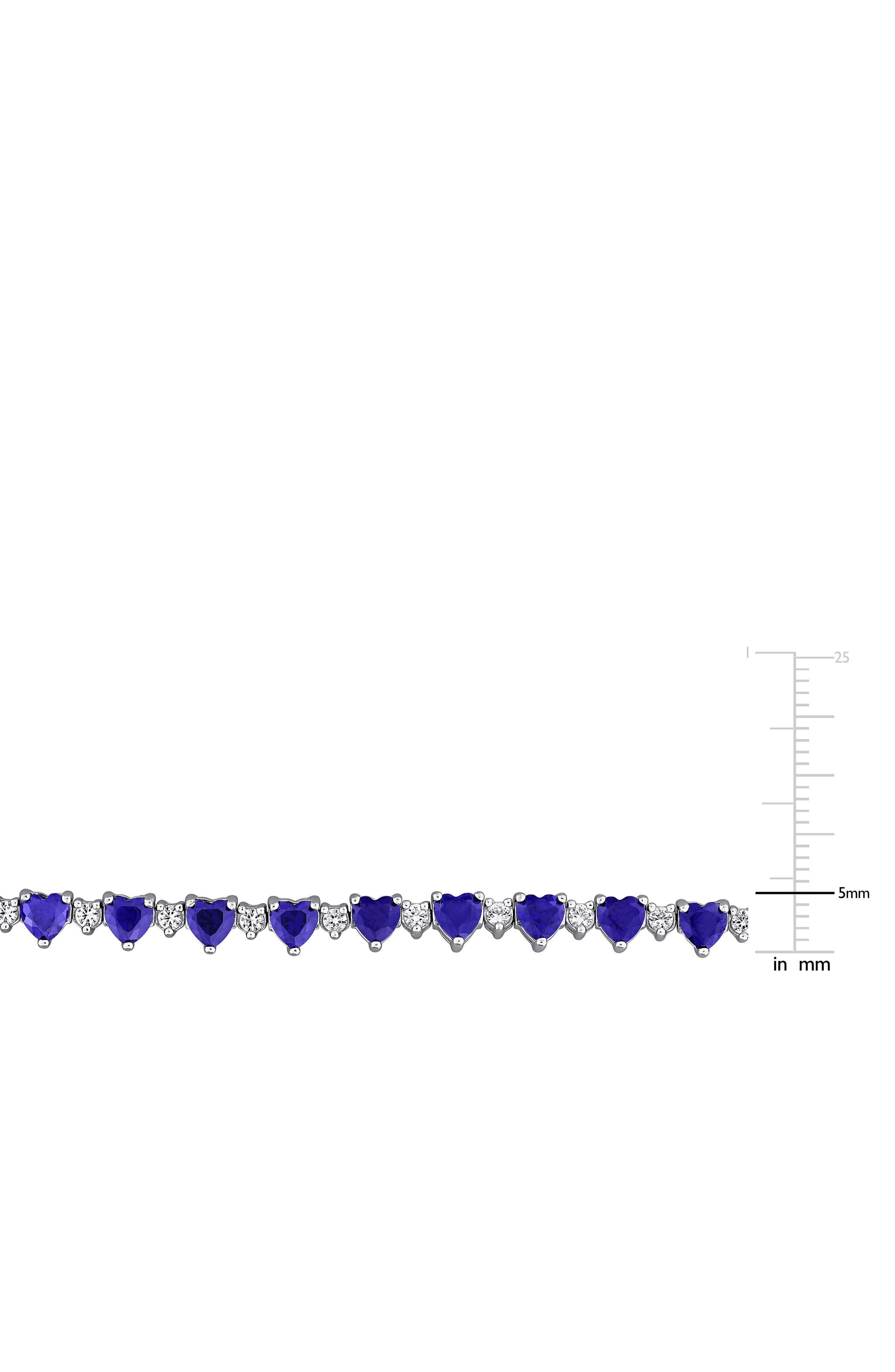 DELMAR Heart Cut Lab Created Blue Sapphire & White Sapphire Tennis ...