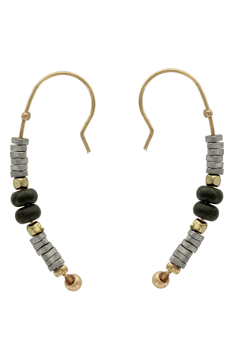 OLIVIA WELLES Bead Detailed Hook Drop Earrings, Alternate, color, Gold-Black