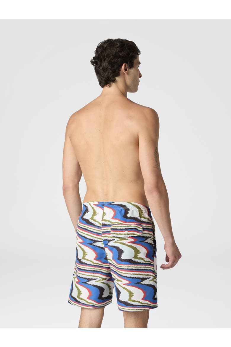 Long Swim Shorts With Irregular Zigzag Print, Alternate, color, Multicoloured