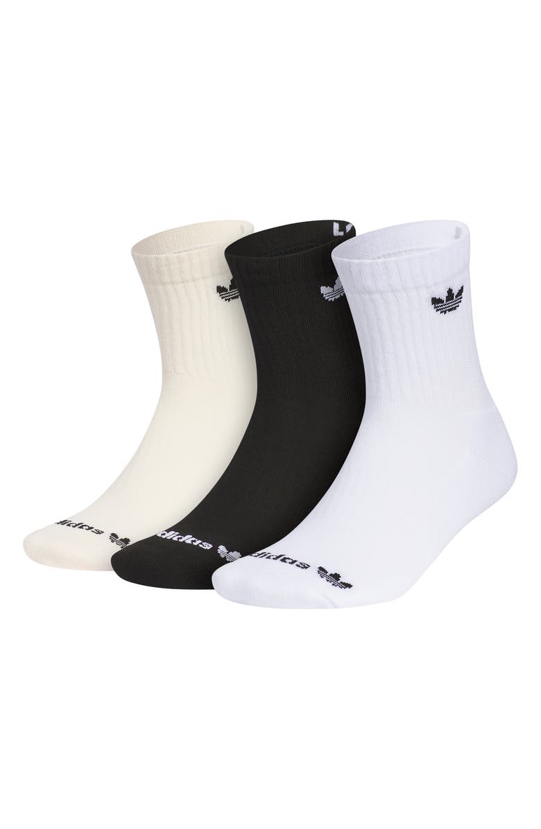 adidas Assorted 3-Pack Trefoil 2.0 High Quarter Socks, Main, color, White/ Black/ Wonder White