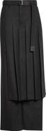 Sacai Pleated Overlay Wool Flannel Wide Leg Pants