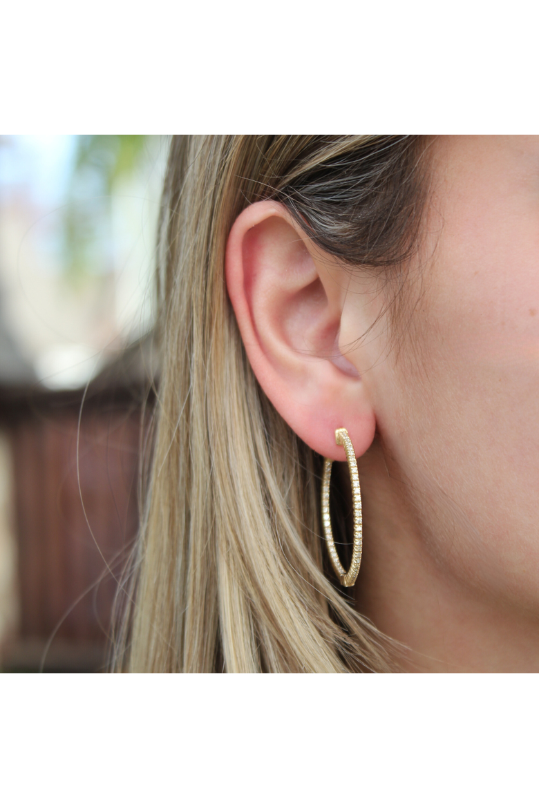 Marcia 14K Yellow Gold Diamond HoopEarrings - 1.9 Cts, Alternate, color, 14K Yellow Gold