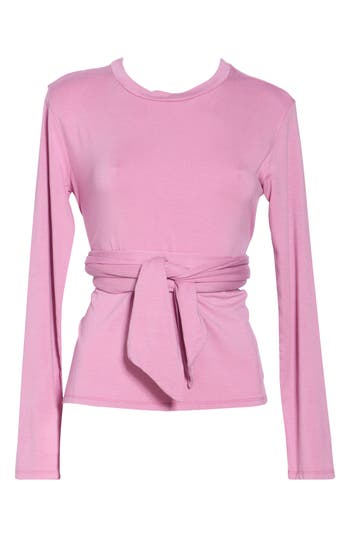 Go Couture Tie Front Long Sleeve Knit Top