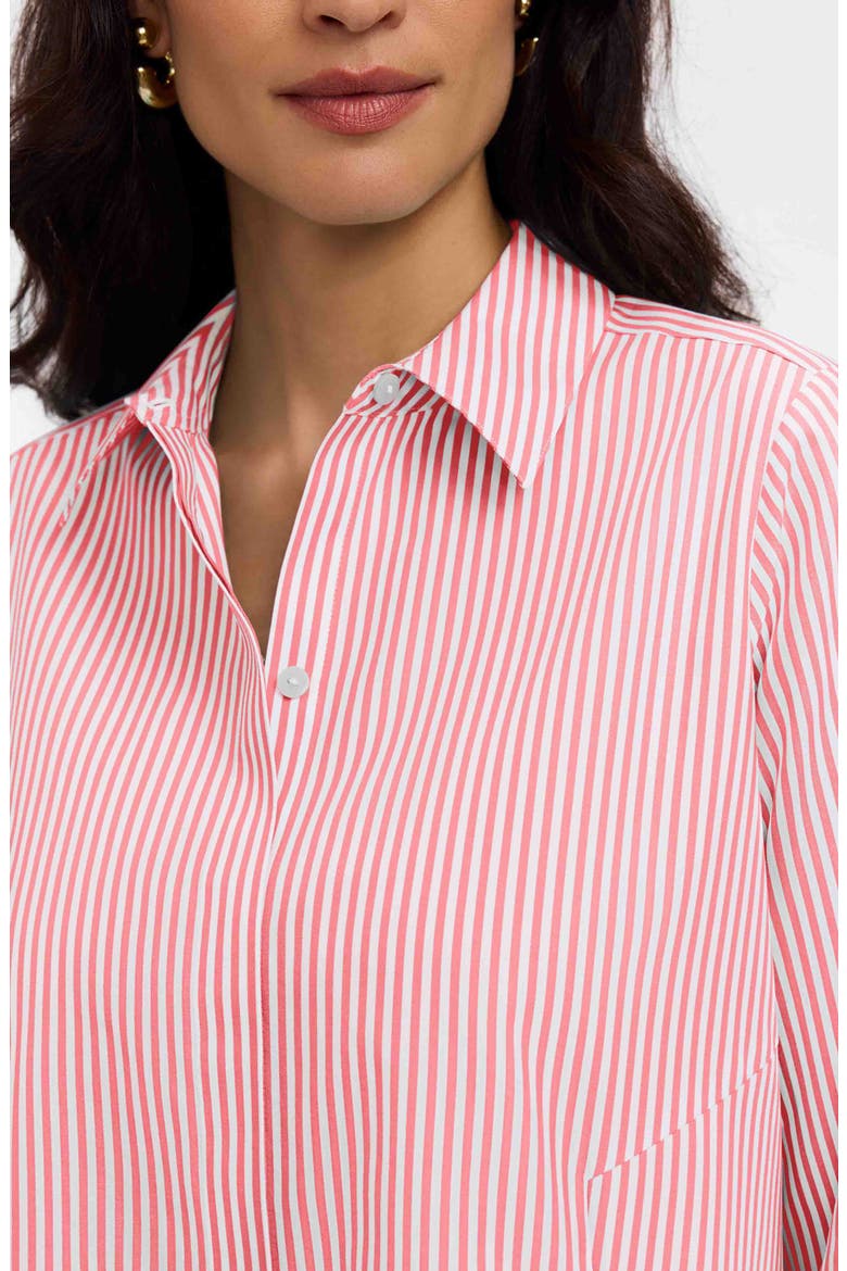 Cici Stripe Cotton Tunic Shirt, Alternate, color, CORAL REEF RED