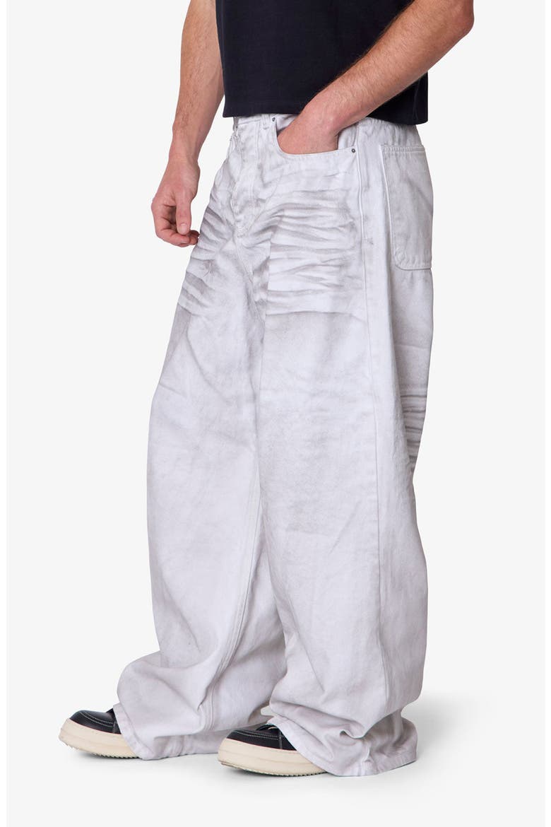 Ultra Wide Stained Wide Leg Jeans, Alternate, color, WHITE