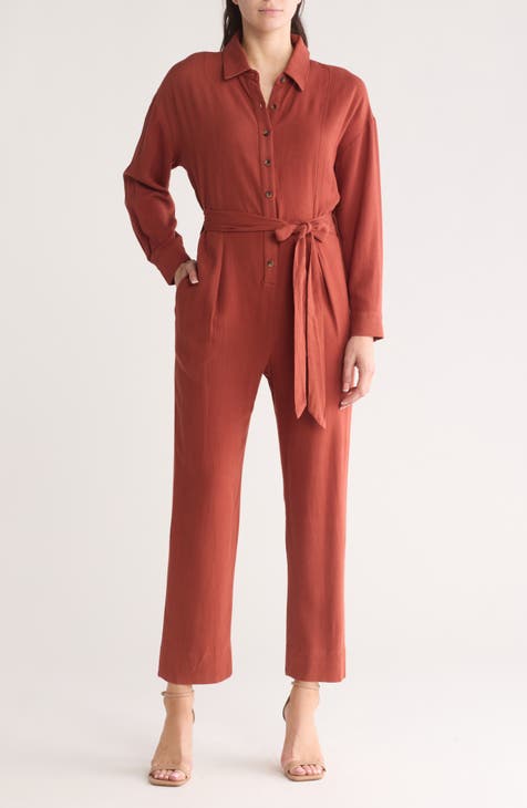 Long Sleeve Tie Waist Jumpsuit