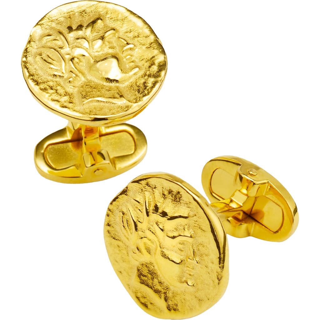 Jan Leslie Coin 18k Gold Plated Sterling Silver Vermeil Cufflinks In Gold