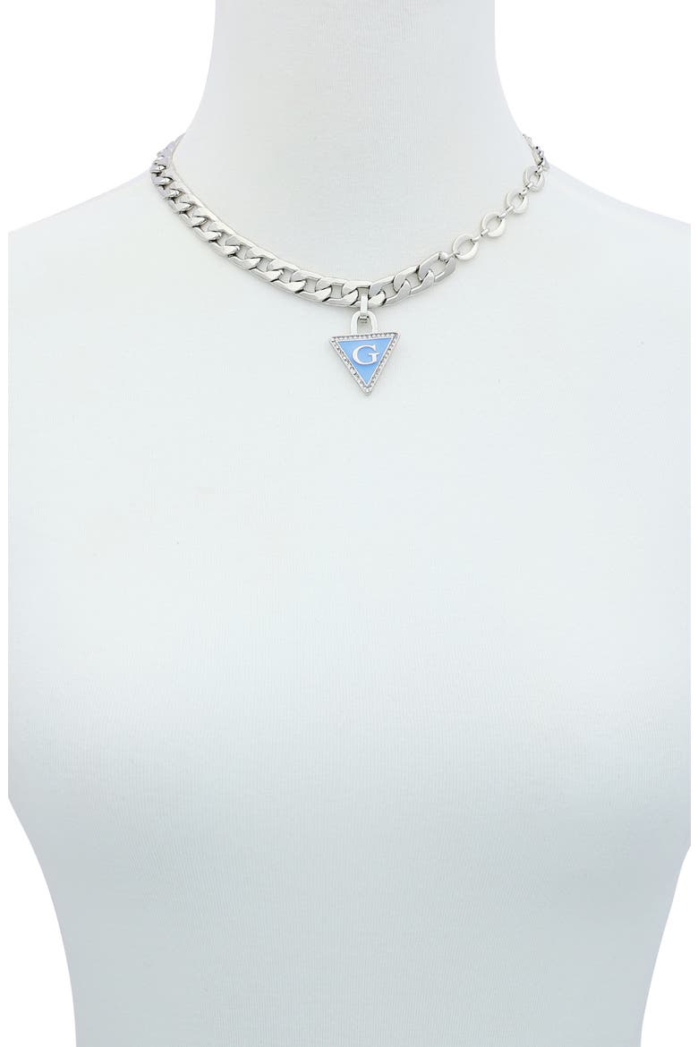 G-Logo Triangle Pendant Statement Necklace, Alternate, color, SILVER