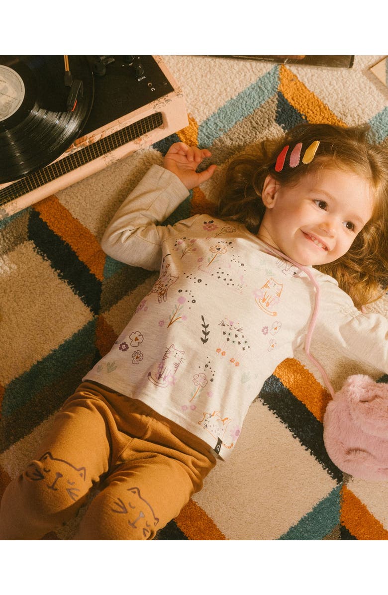 Deux par Deux Baby Girl's Leggings With Cat Print Hazel, Alternate, color, 