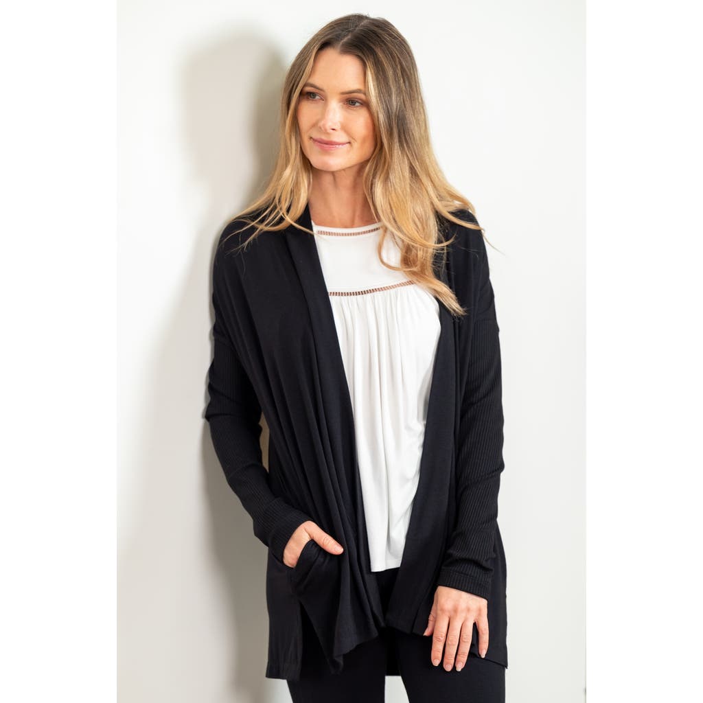 JJwinks BFF Open Front Lightweight Pocketed Cardigan in Black  product