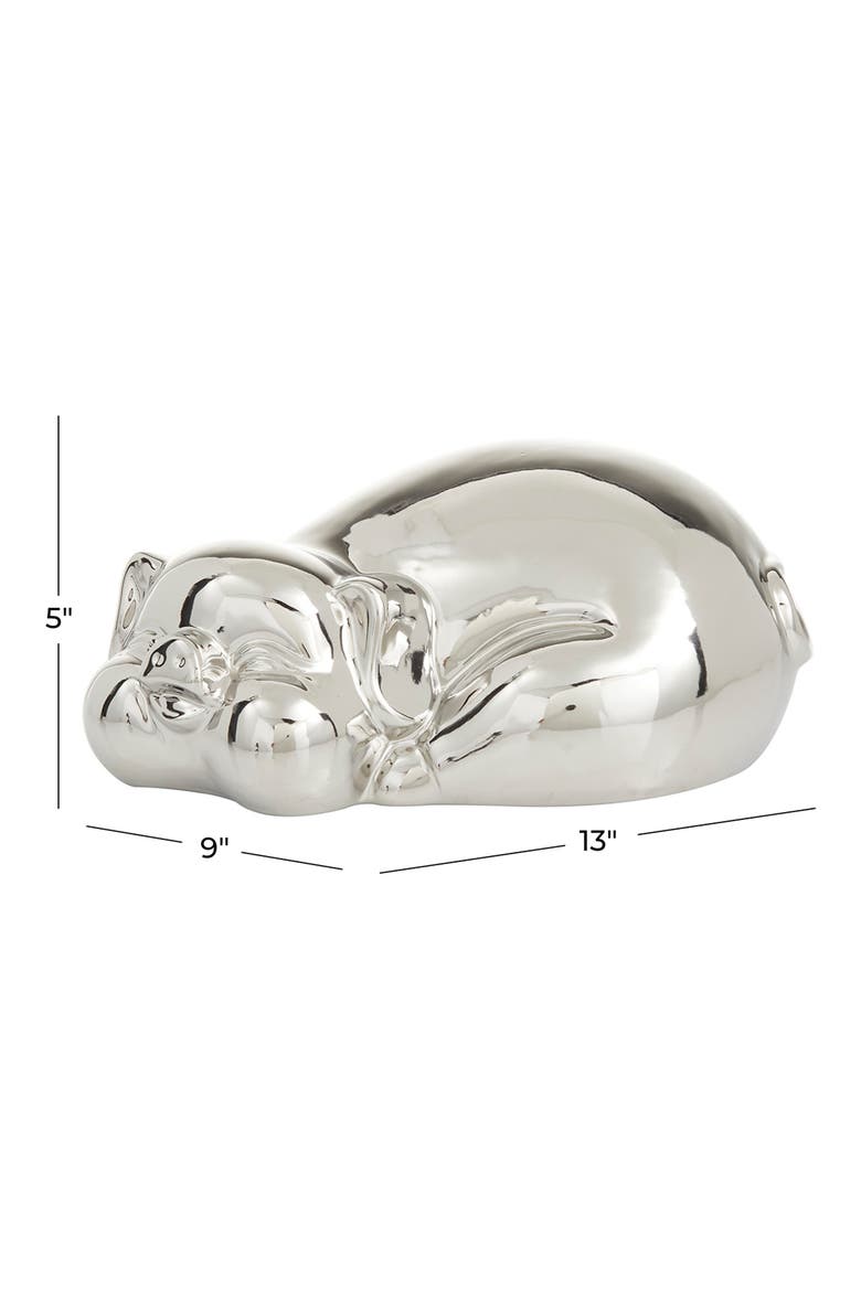 Silvertone Porcelain Glam Pig Sculpture, Alternate, color, SILVER