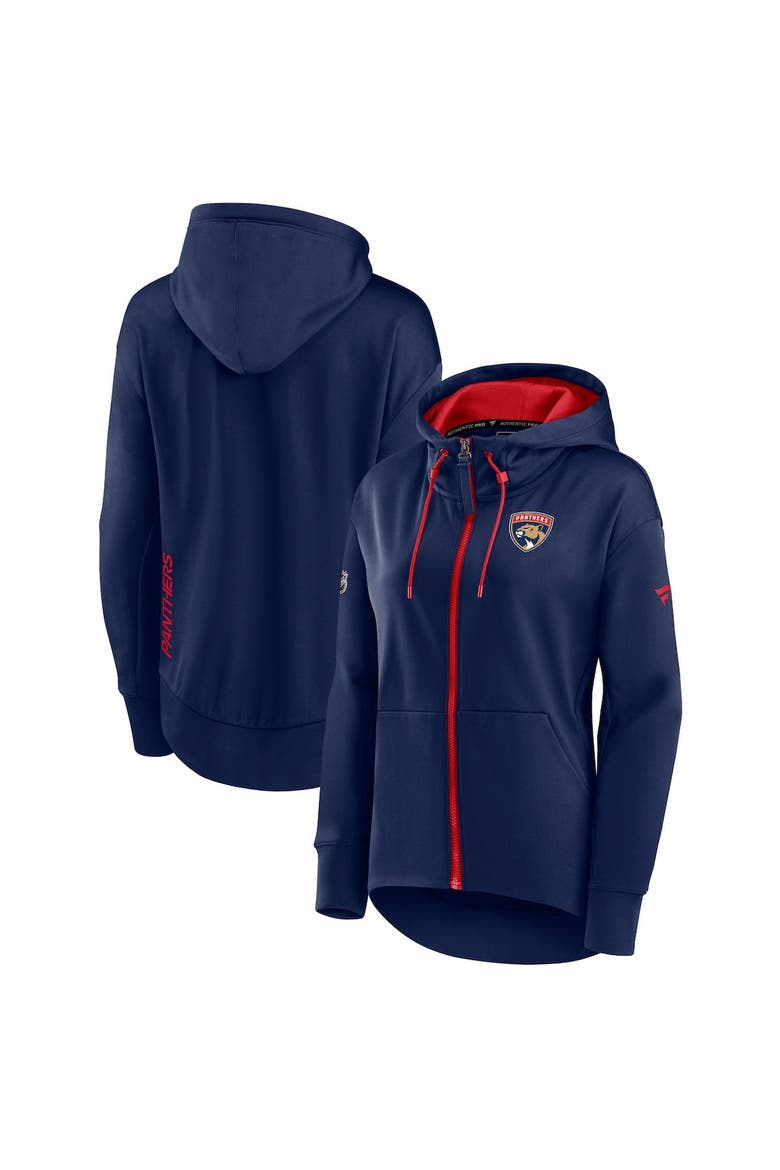 Women's Fanatics Branded Navy Florida Panthers Authentic Pro Rink Full-Zip Hoodie, Main, color, Navy