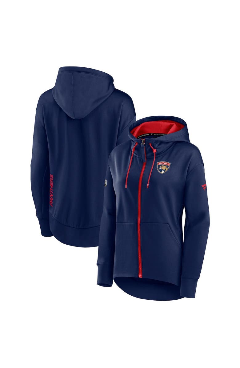 FANATICS Women's Fanatics Branded Navy Florida Panthers Authentic Pro Rink Full-Zip Hoodie, Main, color, Navy