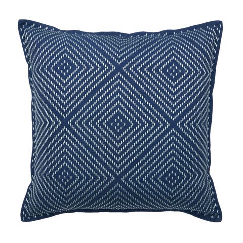 Virginia Embroidered Diamond Pattern Cotton Decorative Throw Pillow
