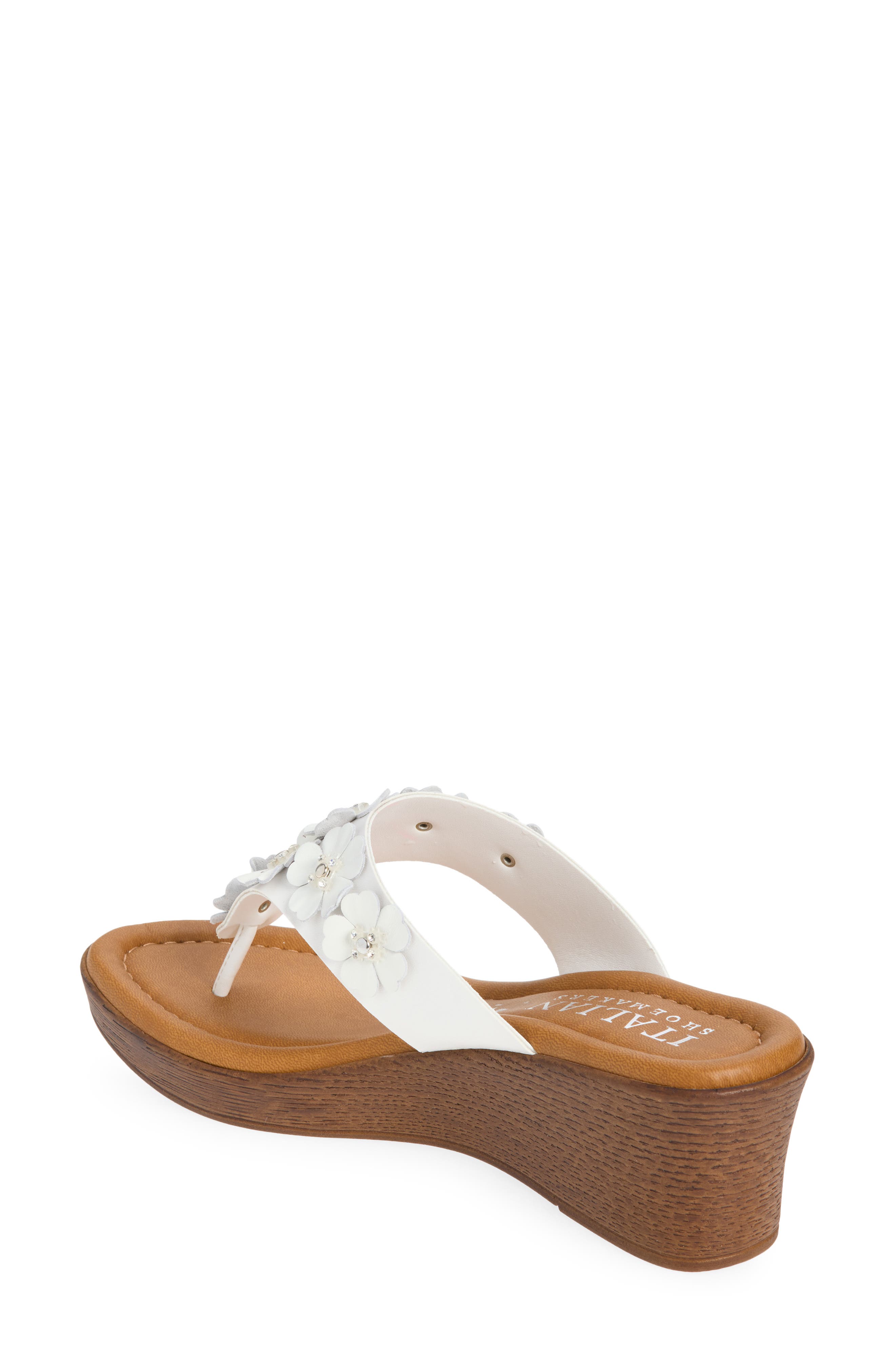 ITALIAN SHOEMAKERS Brynne Floral Wedge Sandal, Alternate, color, White