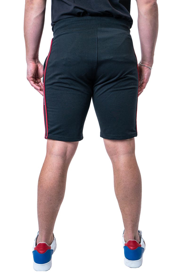 Royal Black Cotton Knit Drawstring Shorts, Alternate, color, BLACK