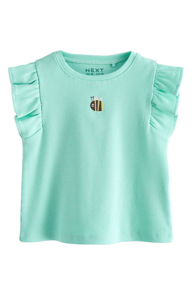 NEXT Kids' Assorted 5-Pack Frill Sleeve Graphic Cotton Blend T-Shirts, Alternate, color, Pink Multi