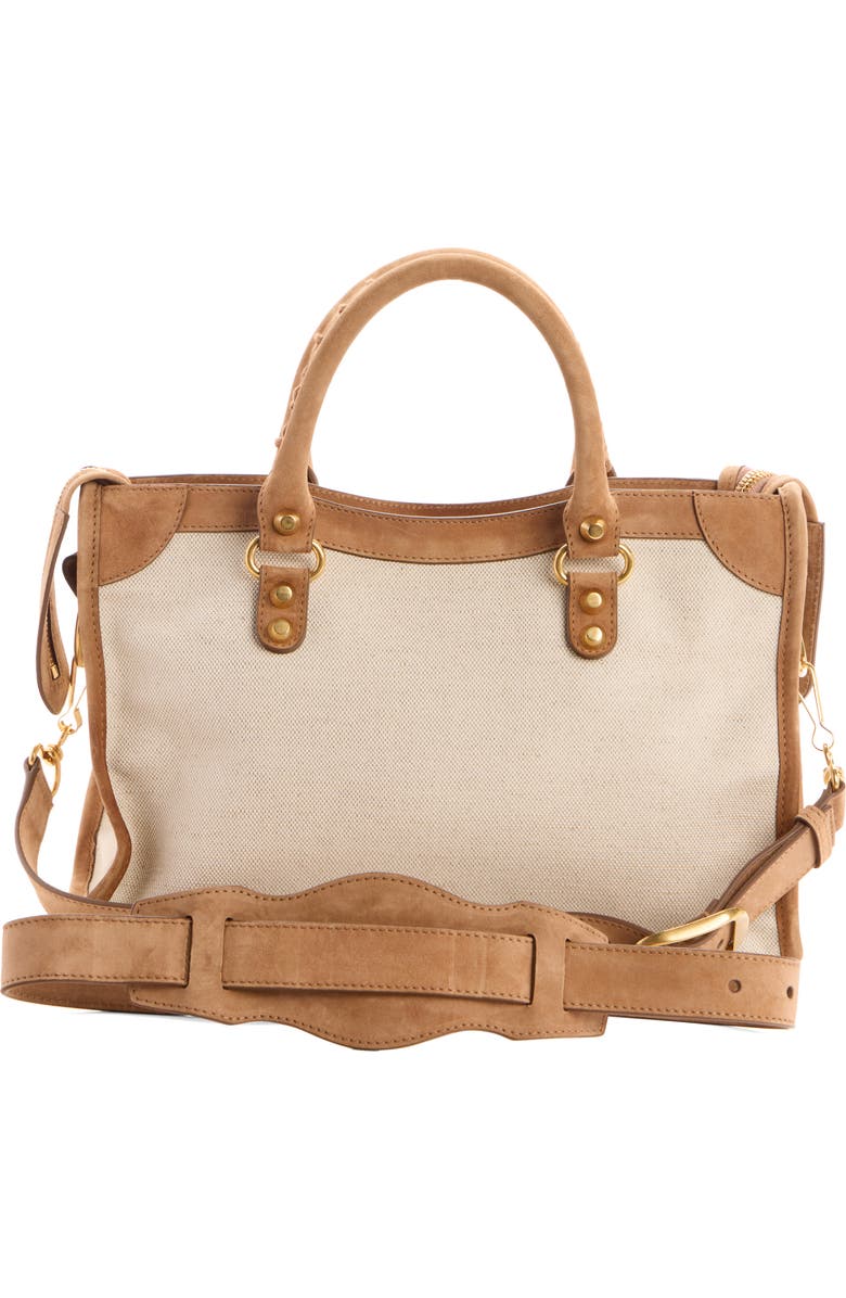 Balenciaga Small Le City Canvas & Leather Bag, Alternate, color, 9226 Natural/ Camel