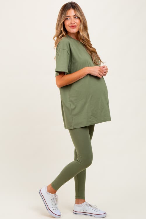 Pinkblush Oversized Crewneck Short Sleeve And Legging Set In Green